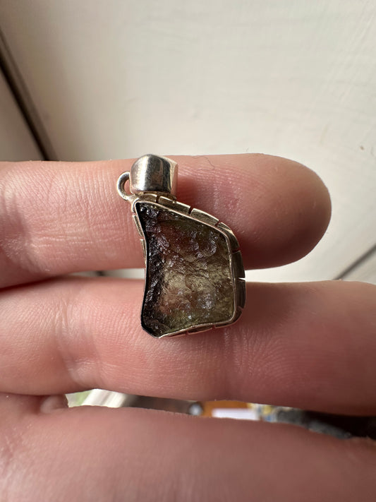 2.00g Raw Natural Moldavite Sterling Silver Pendant