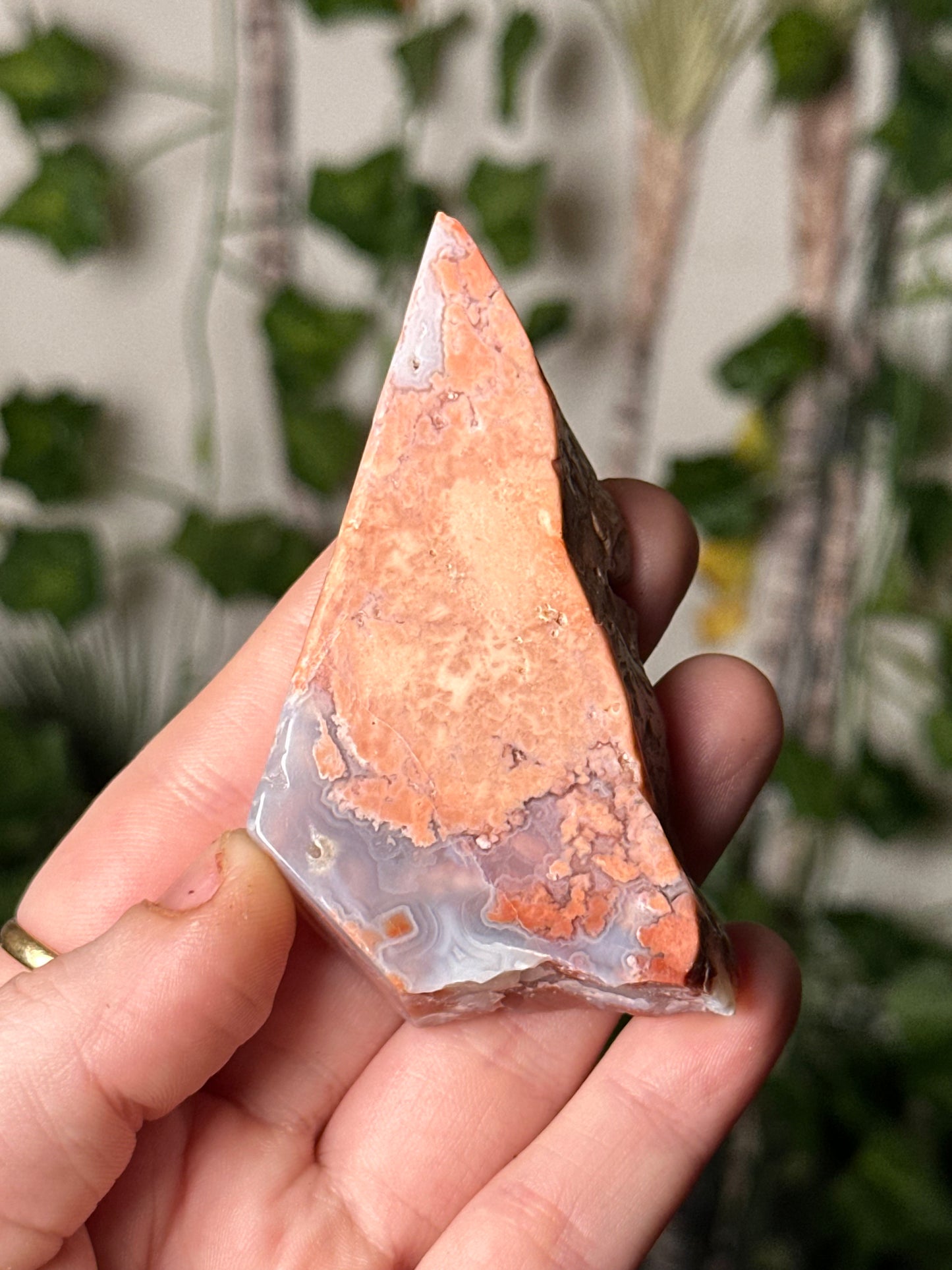 Pink Agate Freeform Carving 1