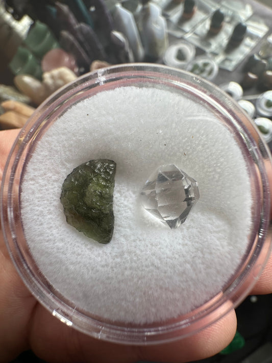 Moldavite & Herkimer Diamond Quartz Combo 1
