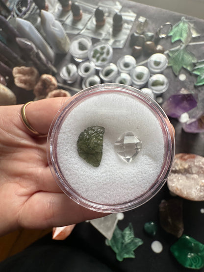 Moldavite & Herkimer Diamond Quartz Combo 1